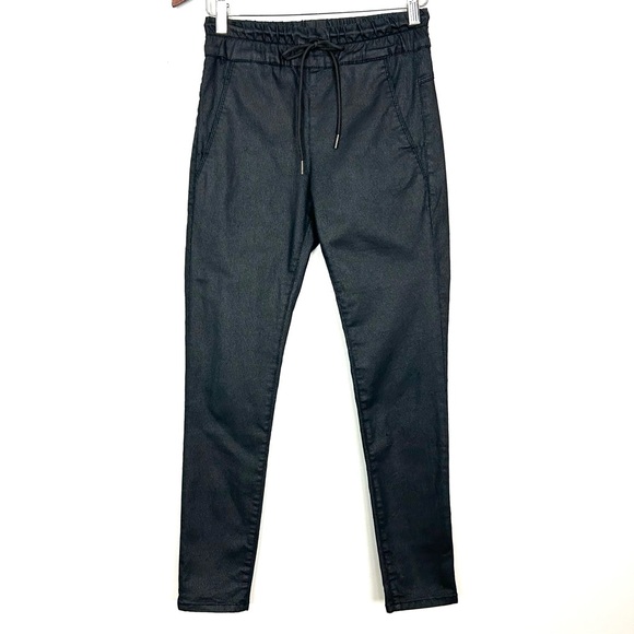 Bevy Flog Shely Slim Pants Women’s Size 25 Pull On Drawstring Pockets Black Boho - Picture 2 of 9